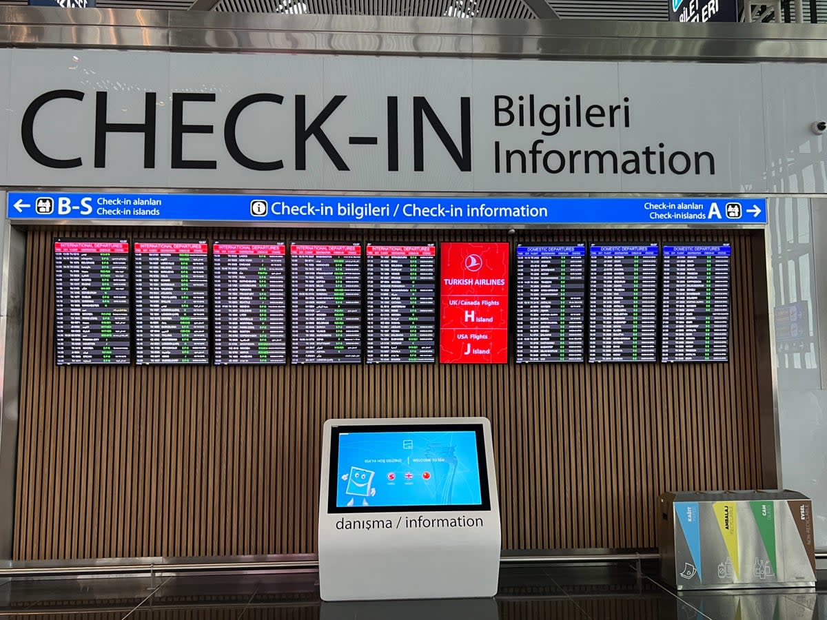 Where next? Destination screen at Istanbul airport, which has more choice of routes than any other hub (Simon Calder)