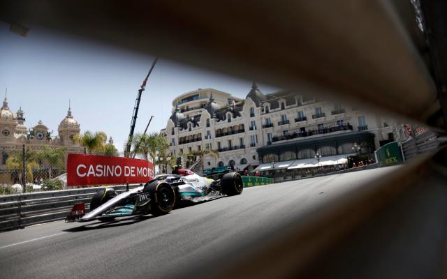 Mercedes' Lewis Hamilton in action during practice - REUTERS