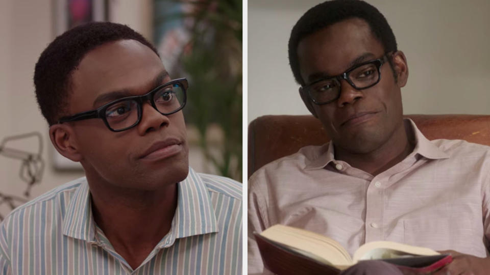 William Jackson Harper in the first episode vs. last episode of "The Good Place"