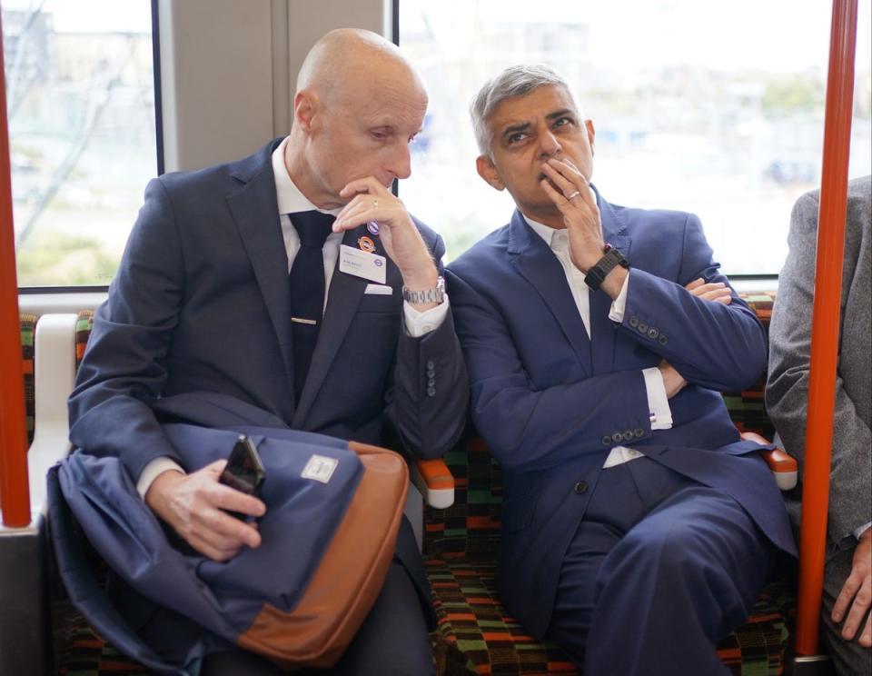 Mayor of London Sadiq Khan (right) with Andy Byford, Commissioner of Transport for London (PA)