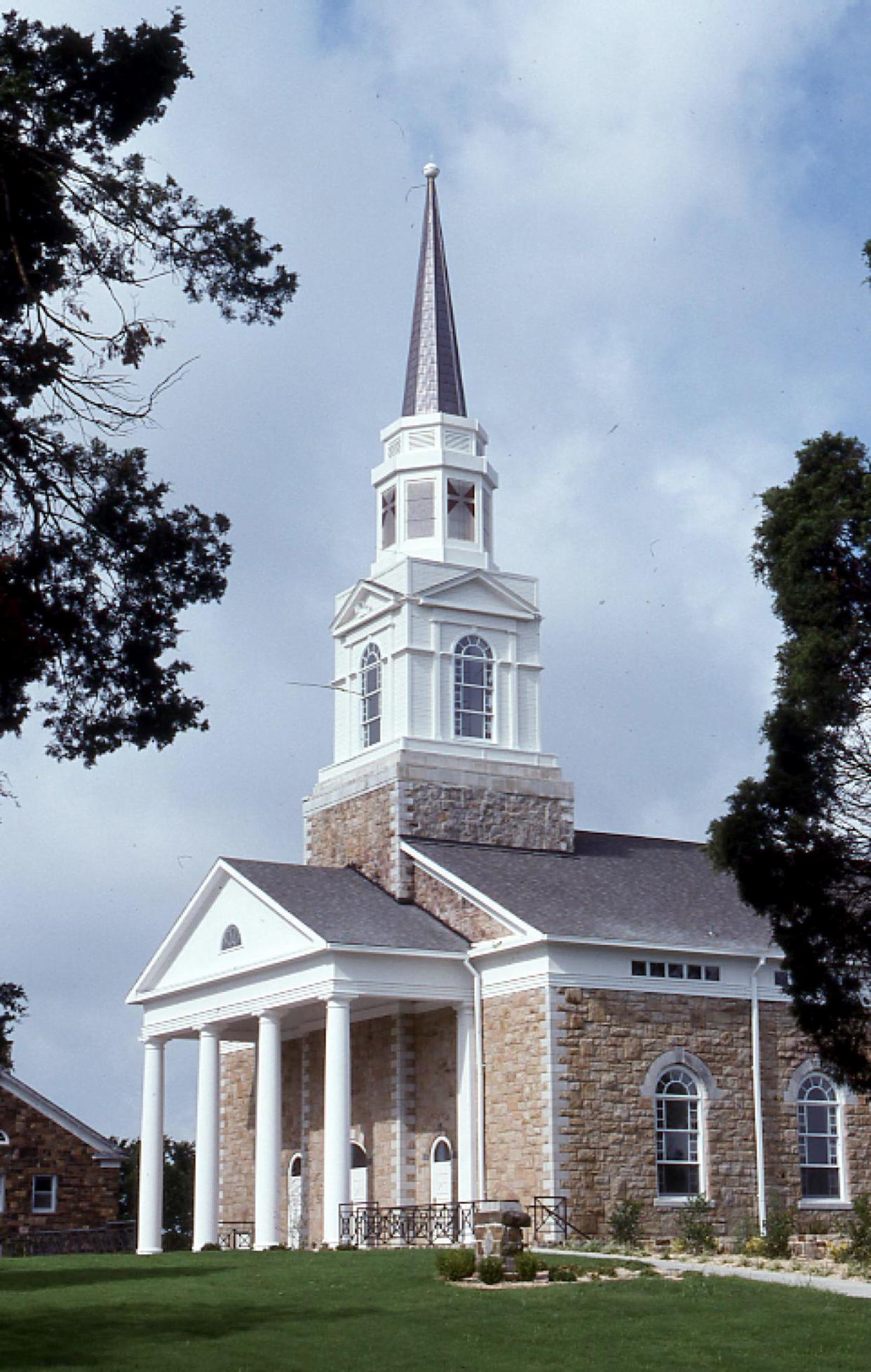 Photograph of a scene on the campus of Bacone Junior College. Oklahoma Historical Society