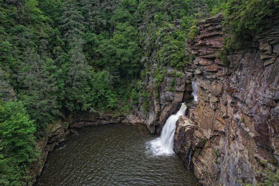 Linville Falls originates in the Linville Gorge area of Pisgah National Forest.