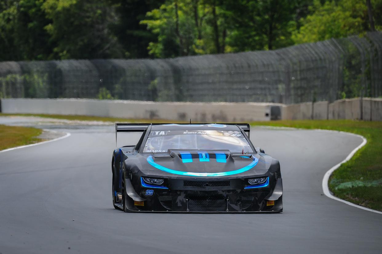 Justin Marks speeds toward Turn 12 during Trans Am Series qualifying last July at Road America.