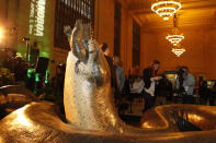 Titanoboa scale model revealed at Grand Central Terminal on Thursday, March 22. (Photo Credit: Mark Von Holden/ Smithsonian Channel)