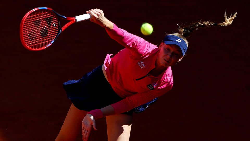 Kazakhstan's Elena Rybakina in action against Czech Republic's Linda Noskova. - Lisi Niesner/Reuters