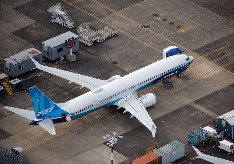 Aerial view of Boeing planes