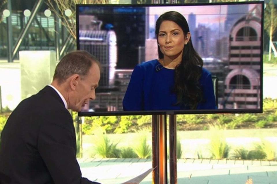 Priti Patel was accused of laughing by Andrew Marr (BBC / The Andrew Marr Show)