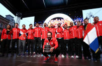 Tennis - Croatia team celebrate winning the Davis Cup - Zagreb, Croatia - November 26, 2018 Croatia team captain Zeljko Kraja and team celebrate winning the Davis Cup REUTERS/Antonio Bronic