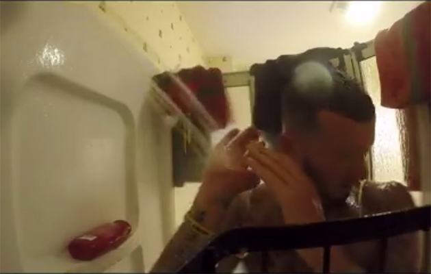 A girlfriend has got her own back on her boyfriend by spraying him with pepper spray in the shower. Photo: YouTube