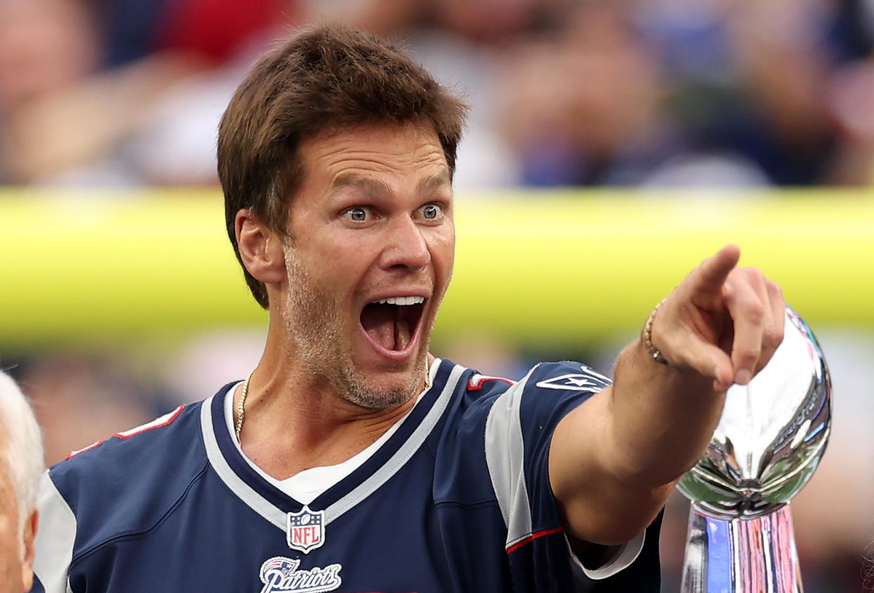 Former NFL quarterback Tom Brady has apparently gotten faster over the past couple decades. (Photo by Maddie Meyer/Getty Images)