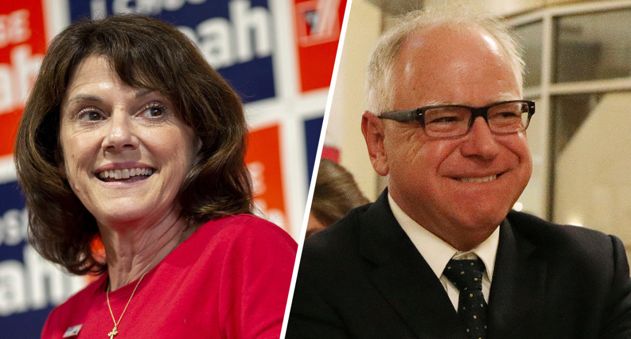 <span class="s1">Leah Vukmir, the Republican Senate candidate from Wisconsin, and Tim Walz, the Democratic gubernatorial candidate in Minnesota. (Photos: Daniel Acker/Bloomberg via Getty Images; Anthony Souffle/Star Tribune via AP)</span>