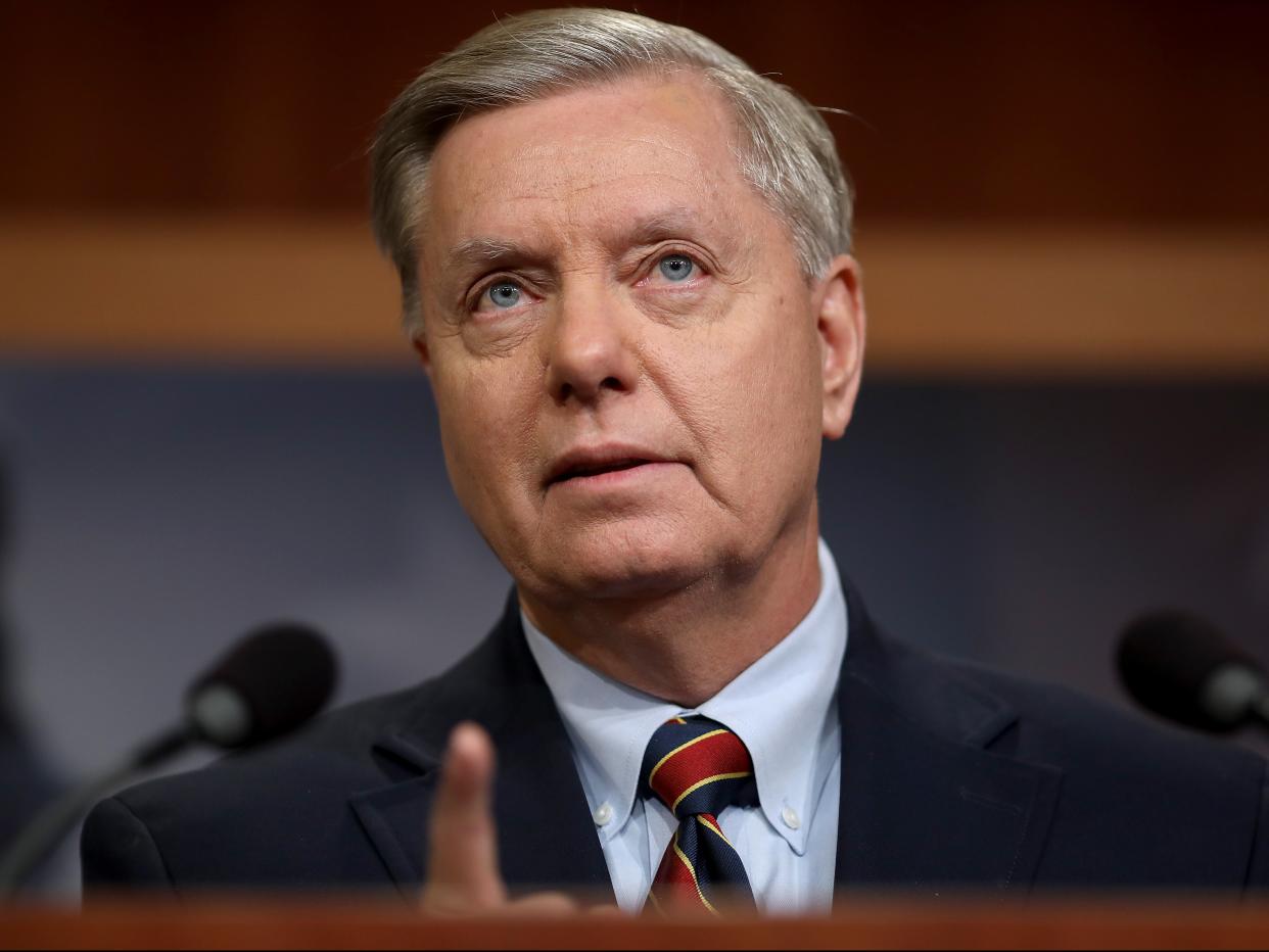 Senator Lindsey Graham speaks during a press conference at the US Capitol on 20 December 2018 in Washington (Getty Images)