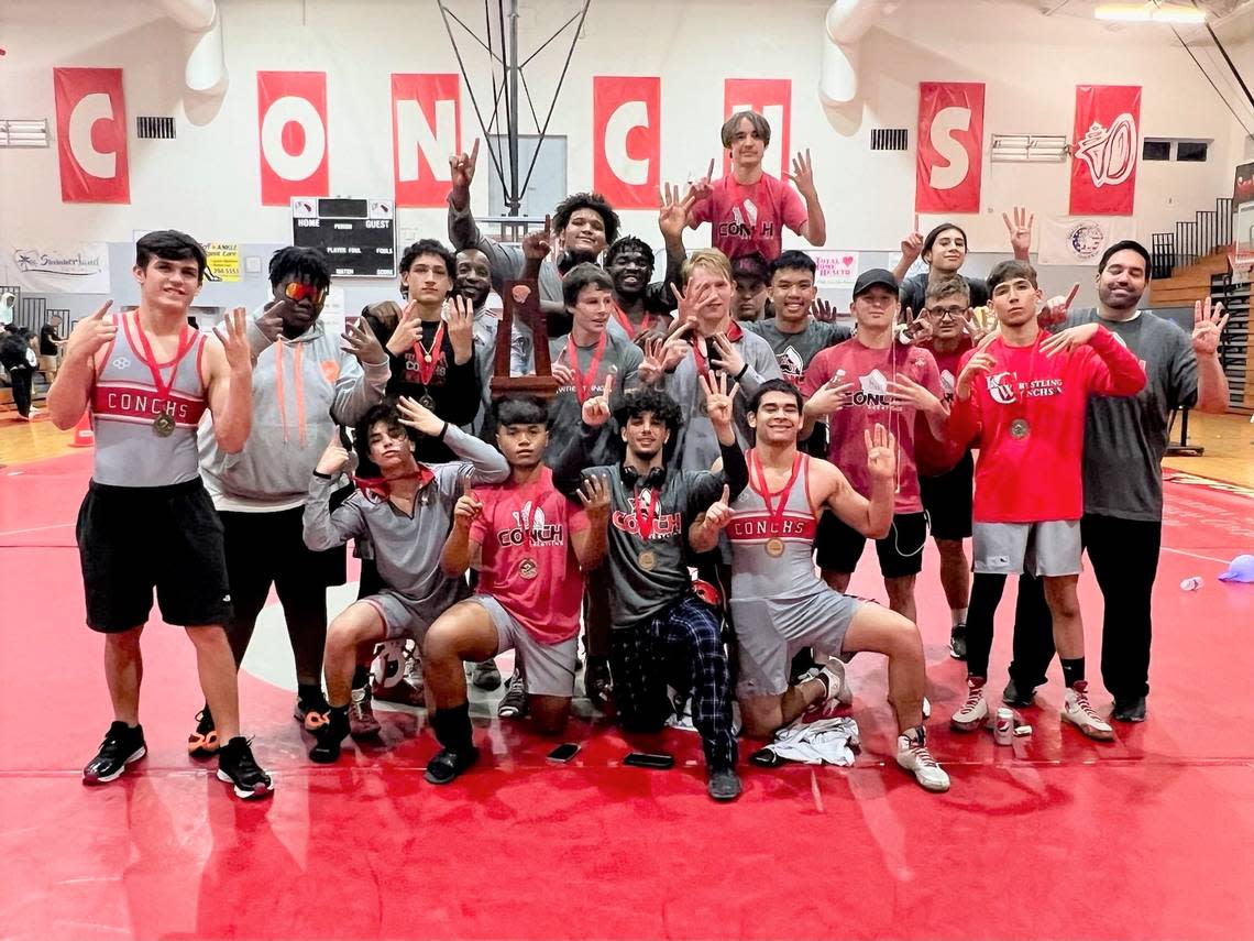 The Key West wrestling team won its 16 consecutive district title, a school record in any sport.