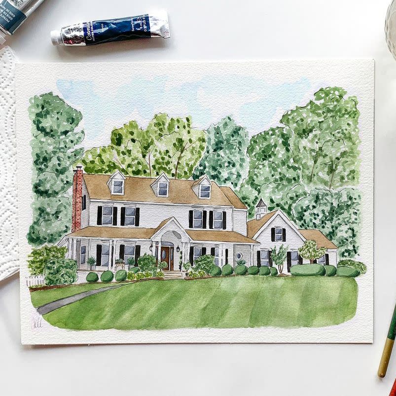 14) Custom Home Watercolor Portrait