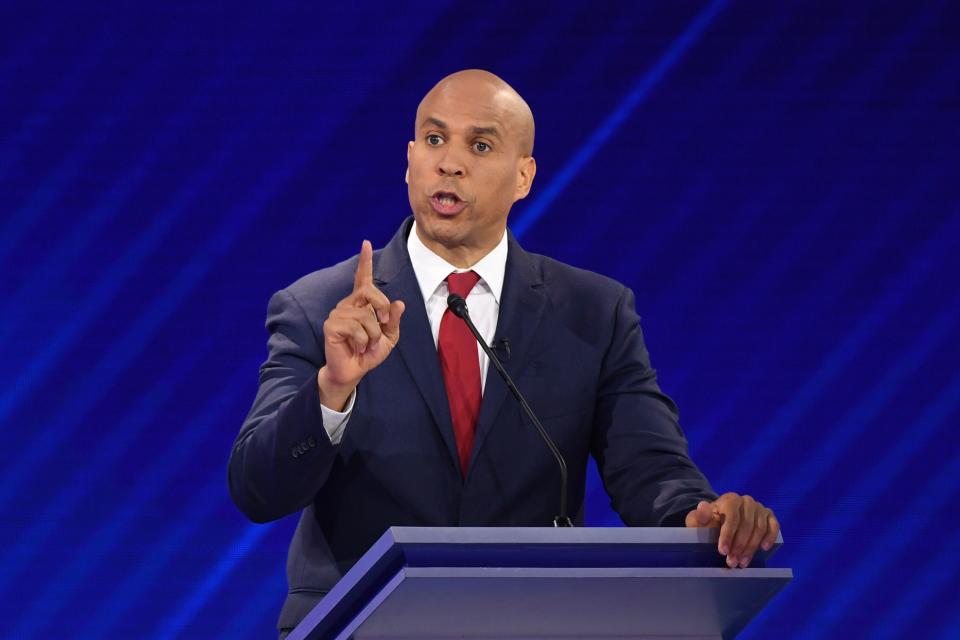 Democratic presidential hopeful New Jersey Senator Cory Booker speaks during the third Democratic primary debate of the 2020 presidential campaign season hosted by ABC News in partnership with Univision at Texas Southern University in Houston, Texas on September 12, 2019. ((Photo:  Robyn Beck/AFP/Getty Images)