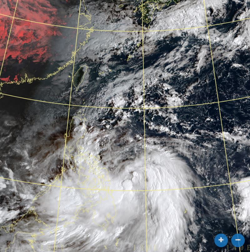 奈格行徑若接近預測路徑北轉，則在迎風面有大量降雨、威脅不小。（圖／中央氣象局）