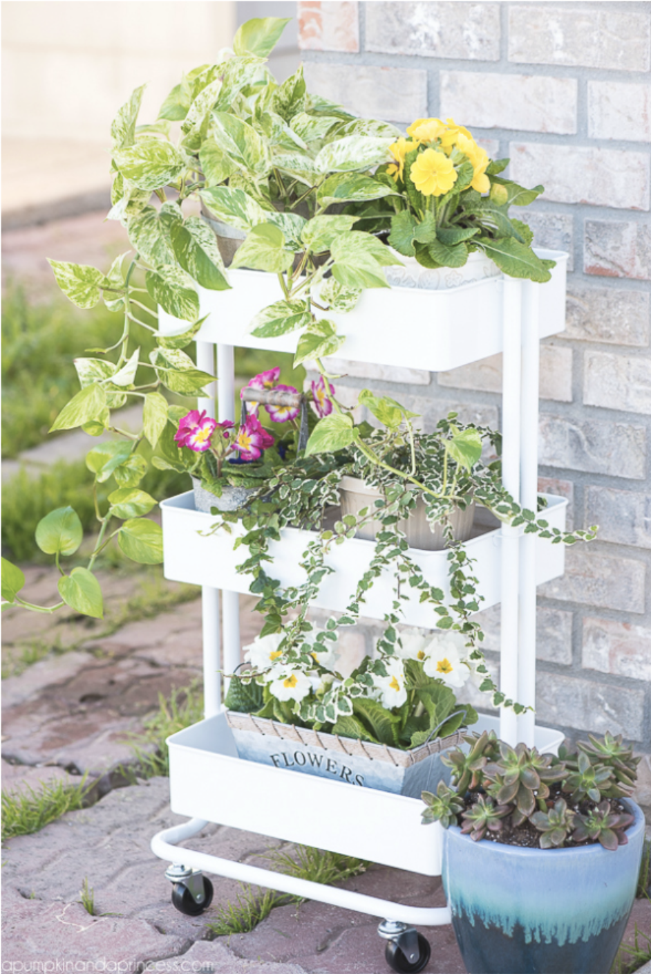 storage cart used as a garden bed