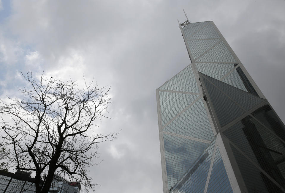 Bank of China Tower, a building designed by architect I.M. Pei, is seen in Hong Kong Friday, May 17, 2019. Pei, the globe-trotting architect who revived the Louvre museum in Paris with a giant glass pyramid and captured the spirit of rebellion at the multi-shaped Rock and Roll Hall of Fame, has died at age 102, a spokesman confirmed Thursday. (AP Photo/Vincent Yu)