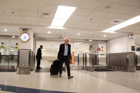 Jorge Ramos, anchor of Spanish-language U.S. television network Univision arrives from Caracas, Venezuela, in Miami, Florida, U.S., February 26, 2019. REUTERS/Maria Alejandra Cardona