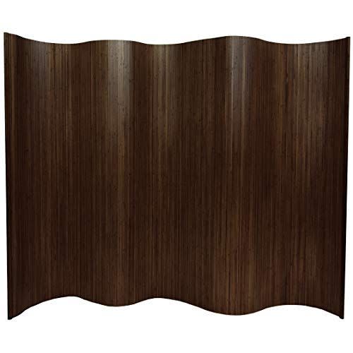 Oriental Furniture 6 ft. Tall Bamboo Wave Screen - Dark Mocha