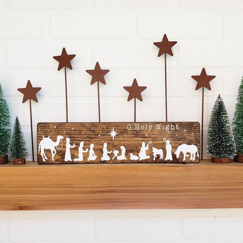 Nativity Scene Wood Sign