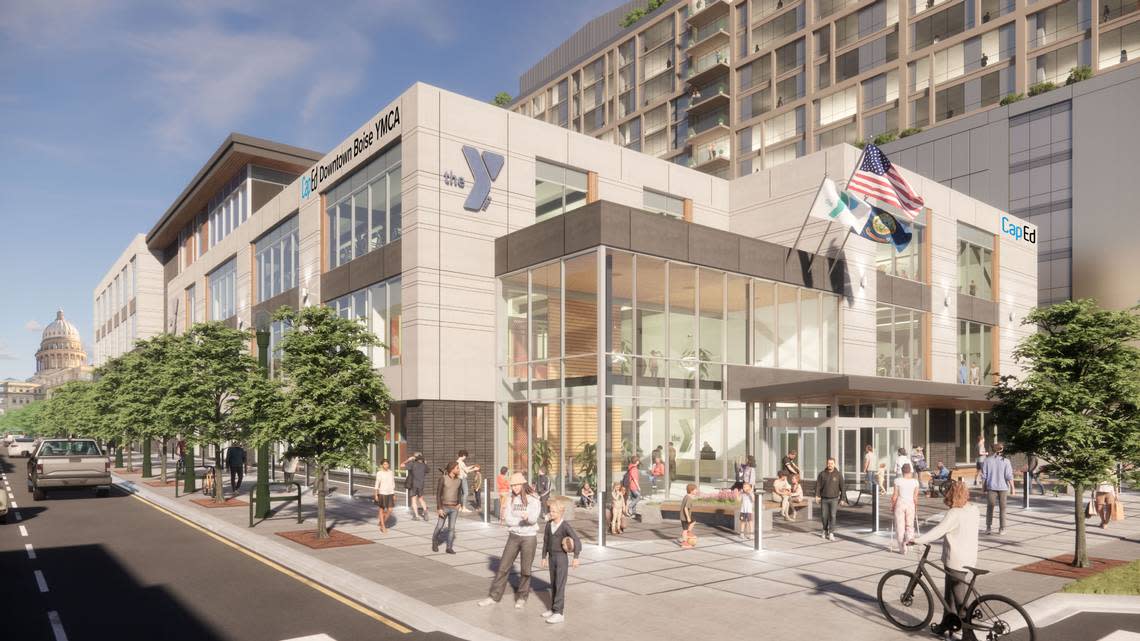This is a rendering of the planned Downtown Boise YMCA on the south side of State Street between 10th and 11th streets in Boise.