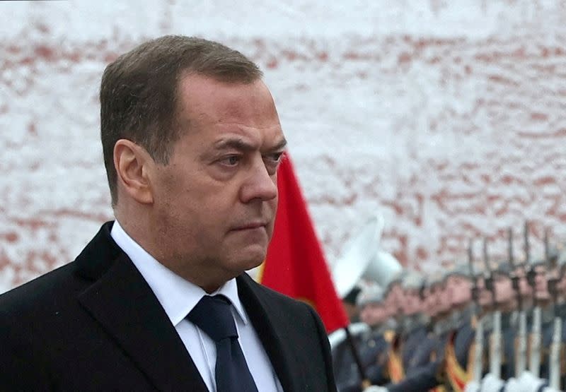 FILE PHOTO: Russia's Deputy head of the Security Council Medvedev marks Army Day