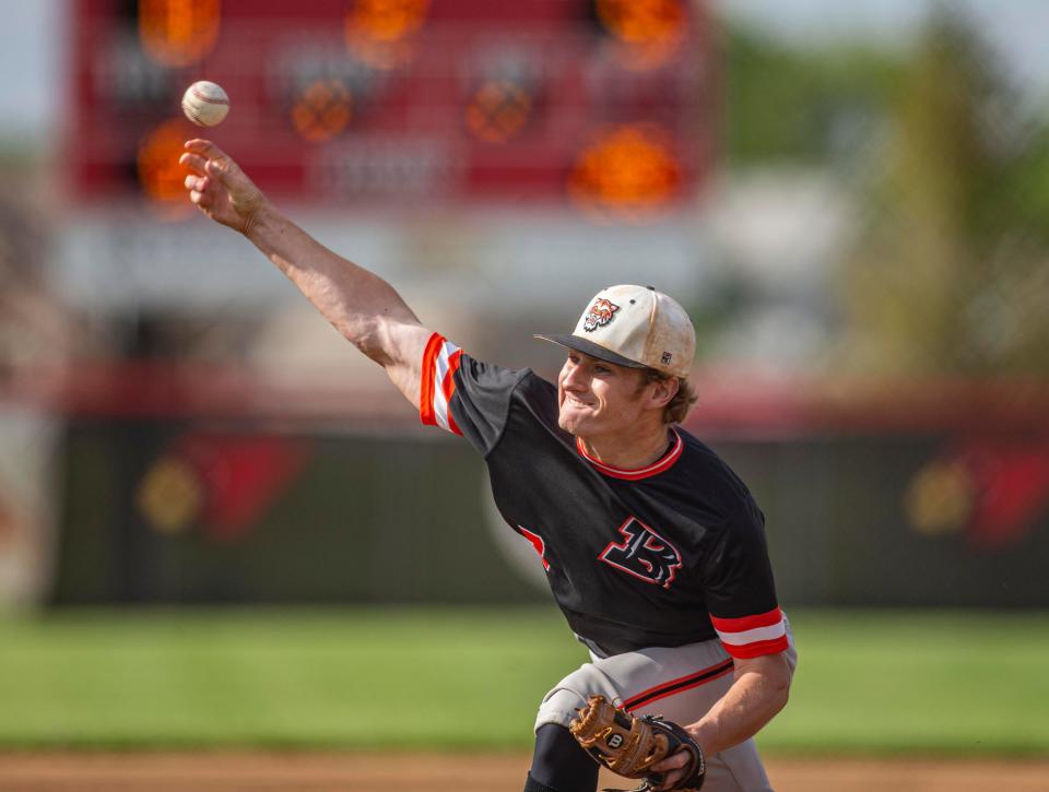 Byron junior Braden Smith threw a three-hit shutout against Aurora Catholic in a 6-0 Class 2A sectional semifinal victory on Friday, May 27, 2022, at Stillman Valley High School in Stillman Valley.