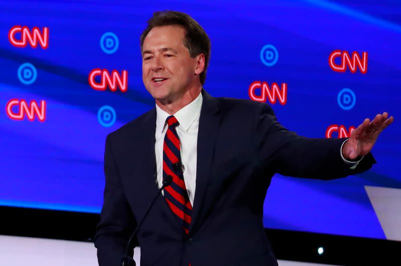 Democratic 2020 U.S. presidential candidate Montana Governor Steve Bullock speaks on the first night of the second 2020 Democratic U.S. presidential debate in Detroit