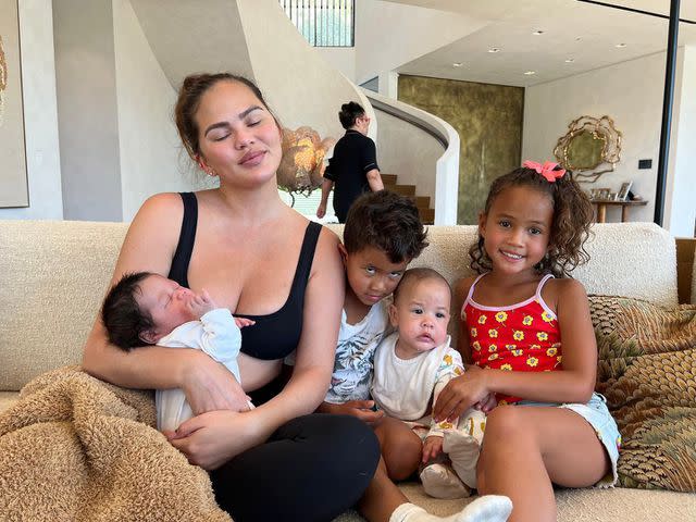 <p>chrissyteigen/Instagram</p> Chrissy Teigen with her four kids — Luna, Miles, Esti and Wren