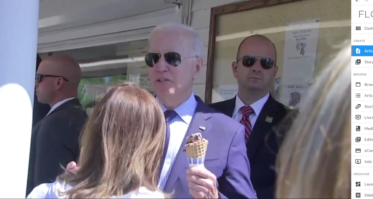 <p>Biden speaking to reporters about the Senate 6 January Comission vote.</p> (Twitter/DJ Judd)