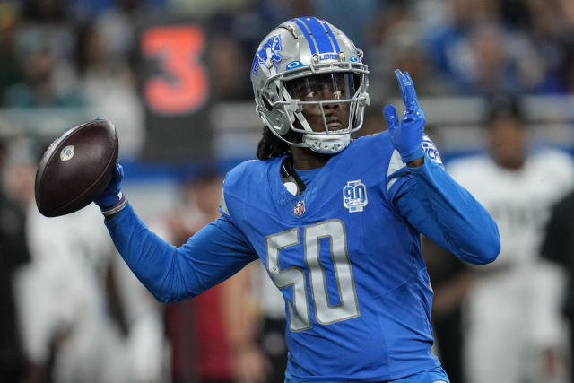 Jacksonville Jaguars linebacker Yasir Abdullah (56) watches during an  preseason NFL football game against the Detroit Lions in Detroit, Saturday,  Aug. 19, 2023. (AP Photo/Paul Sancya Stock Photo - Alamy