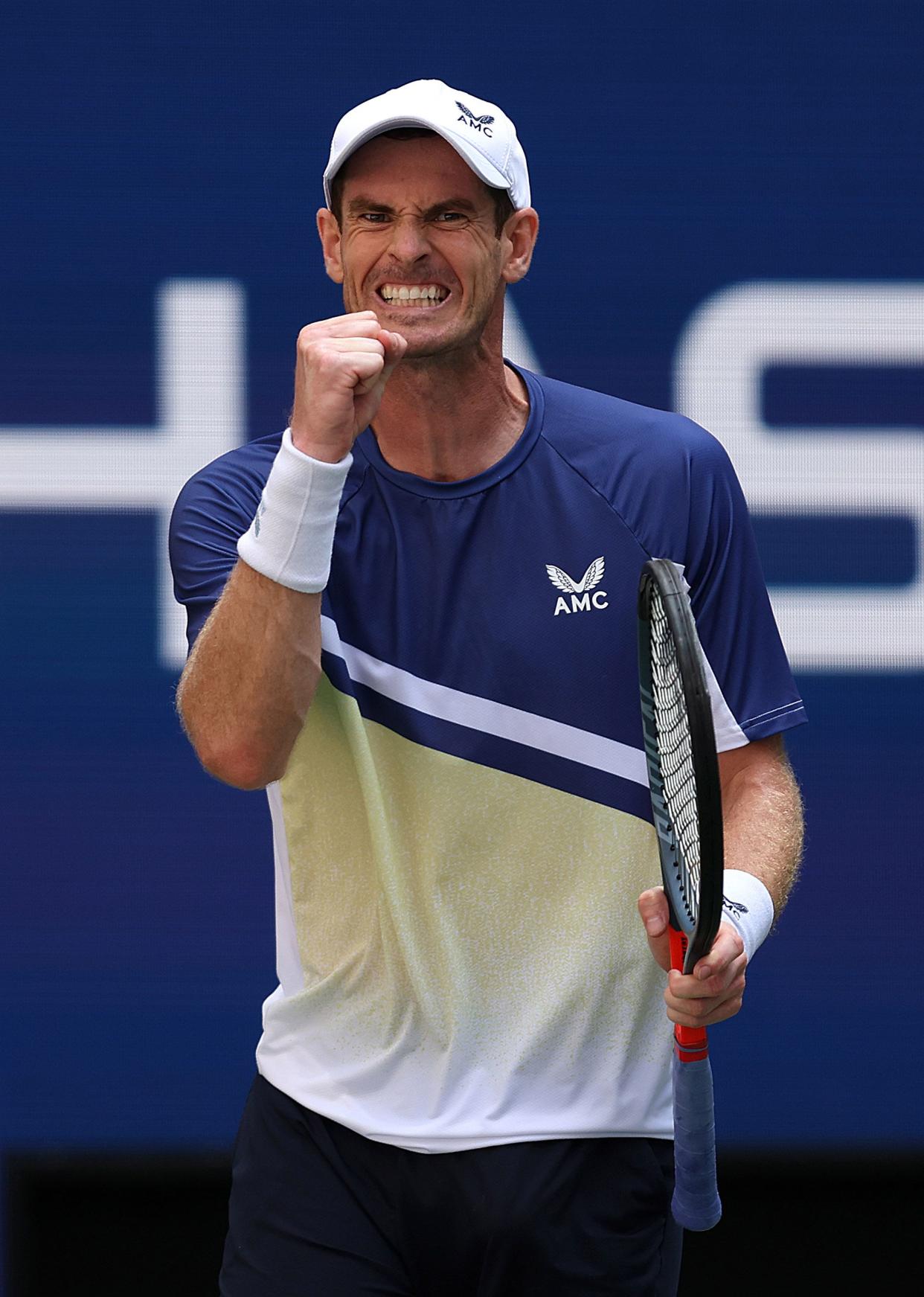 Andy Murray of Great Britain celebrates a point against Emilio Nava of the United States in their Men's Singles Second Round match on Day Three of the 2022 U.S. Open at USTA Billie Jean King National Tennis Center on Aug. 31, 2022, in Flushing, Queens.