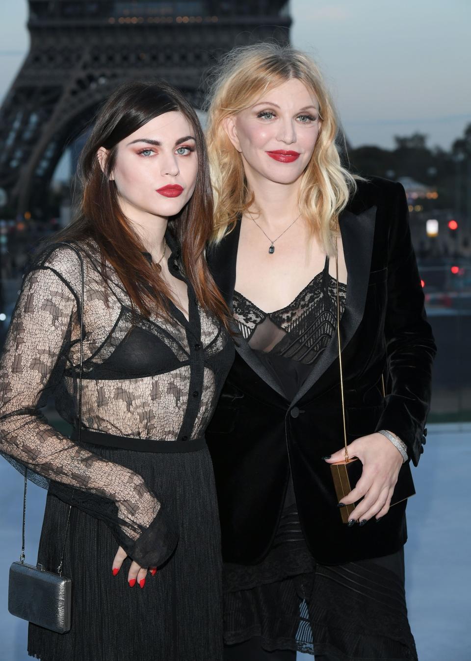 Frances Bean Cobain and Courtney Love at Saint Laurent