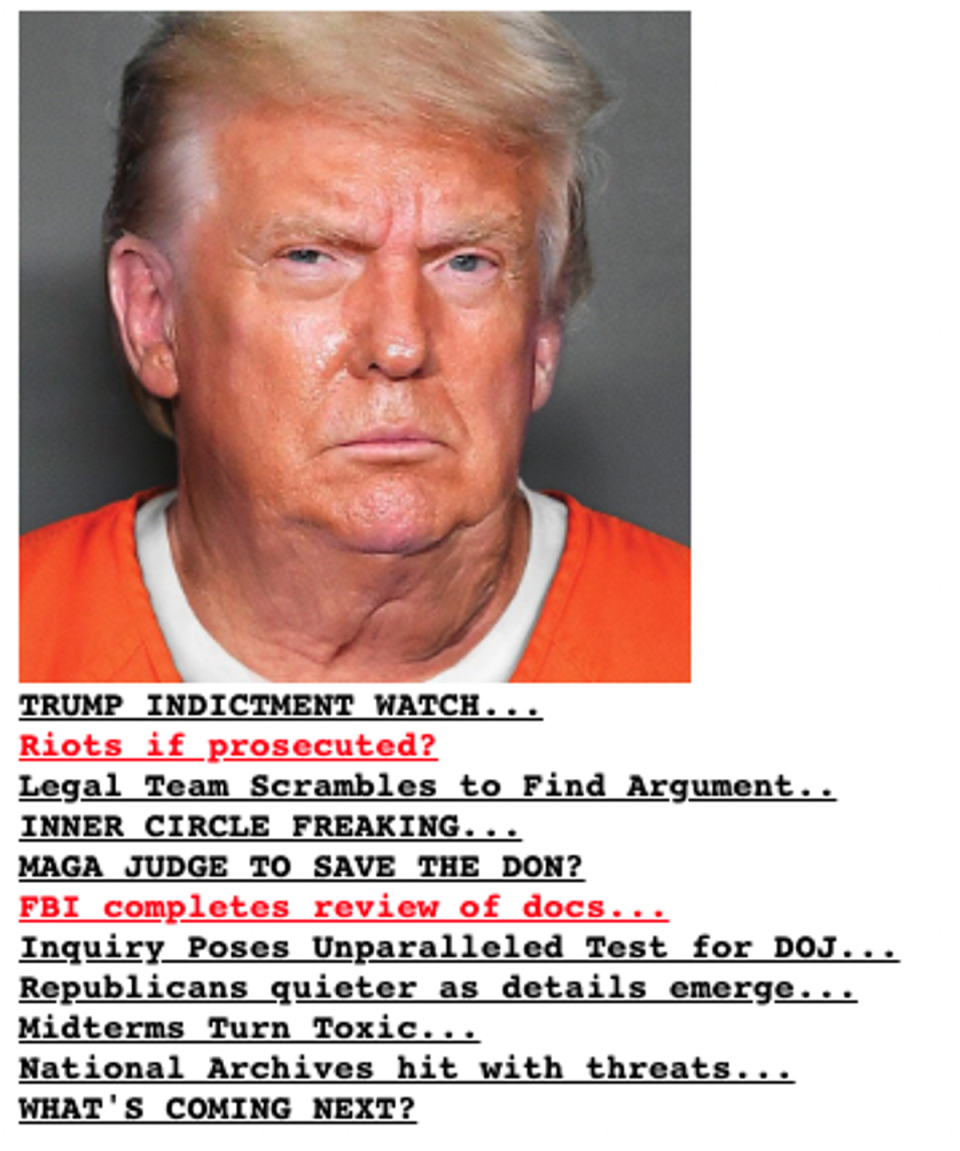 Right Leaning Drudge Website Pictures Trump In Orange Jumpsuit Amid Mounting Legal Woes