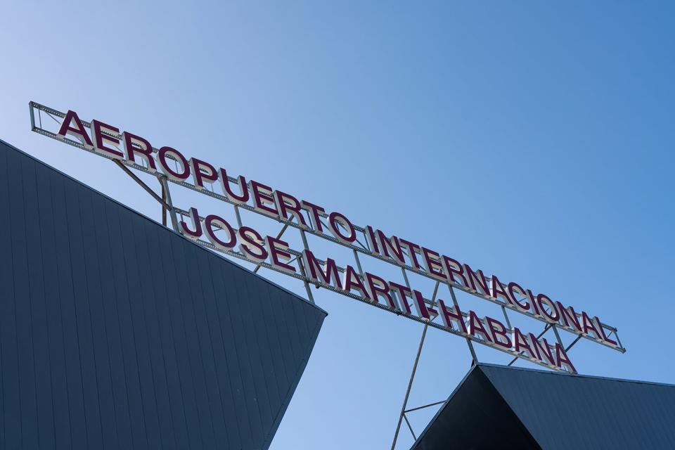 Sign of the José Marti international airport in Havana