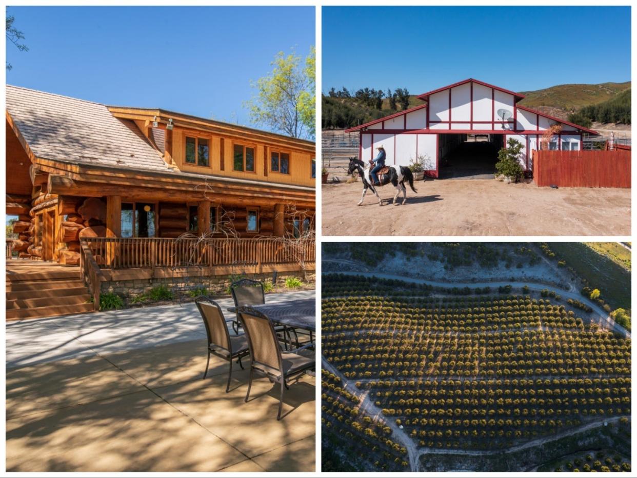 A house, a barn and land.