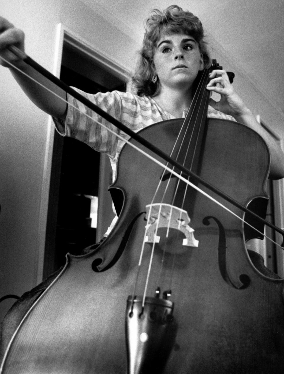 Jennifer Bonner practices cello at LAMP on the Lanier High School campus in 1987. The magnet program would later move out of Lanier and into the Loveless School building, which had previously housed an elementary school.