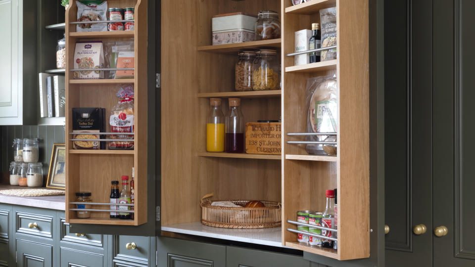 <p> The trend for <a href="https://www.womanandhome.com/homes/kitchen/ideas-tips-and-tricks-for-organizing-a-pantry-and-making-the-most-out-of-your-space/" rel="nofollow noopener" target="_blank" data-ylk="slk:well-organized pantries;elm:context_link;itc:0" class="link ">well-organized pantries </a>is going nowhere for 2023; it&apos;s the kitchen feature that almost every household desires. </p> <p> &#x201C;Walk-in and hidden pantries are a big trend for us at the moment,&quot; explains Melissa. &quot;We are cleaning down the cabinetry on the wall and opting for storage that is tucked away around the corner. Plus, that wow moment, when you open what looks like a cupboard door to expose a whole secret room behind just never, gets old. A crowd-pleaser for sure!&#x201D; </p>