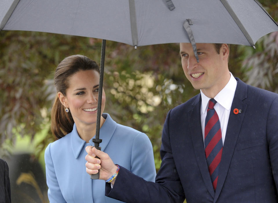 Britain's Prince William and his wife Kate, the Duchess of Cambridge visit the Omaka Heritage Aviation Centre in Blenhiem, New Zealand, Thursday, April 10, 2014. (AP Photo/SNPA, Ross Setford) NEW ZEALAND OUT