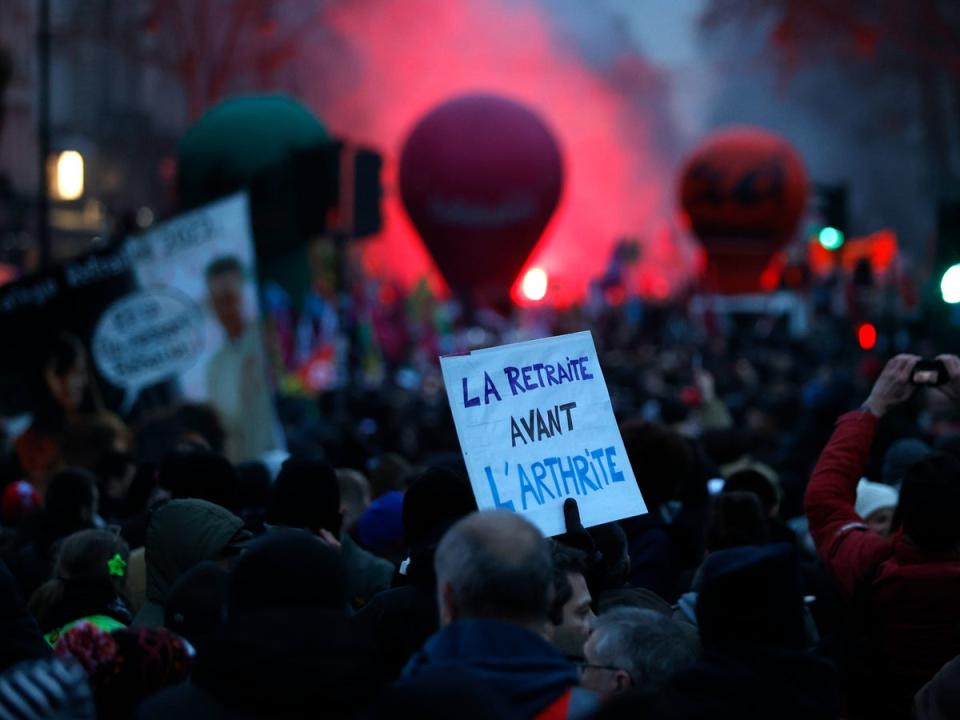 Protesters march in Paris (Lewis Joly/AP)