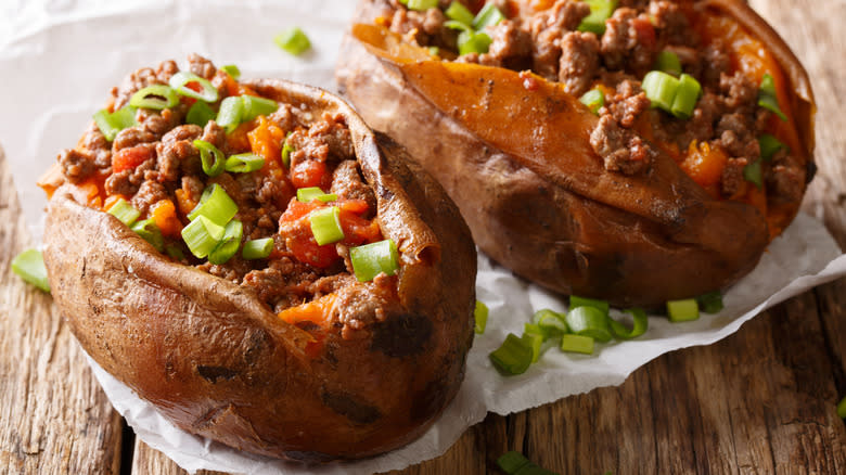 Loaded sweet potato skins