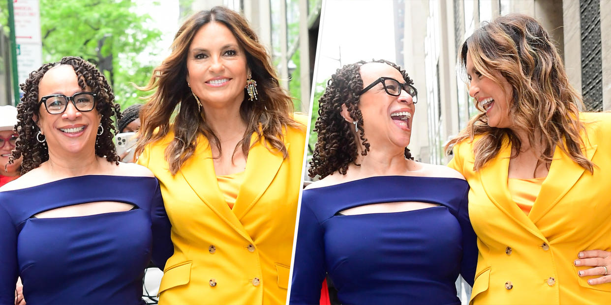 S. Epatha Merkerson and Mariska Hargitay at the 2022 NBCUniversal upfront on May 16 in New York City. ( Raymond Hall / GC Images)