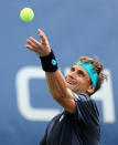 <p>David Ferrer of Spain serves during his first round Men’s Singles match against Mikhail Kukushkin of Russia on Day One of the 2017 US Open at the USTA Billie Jean King National Tennis Center on August 28, 2017 in the Flushing neighborhood of the Queens borough of New York City. (Photo by Elsa/Getty Images) </p>