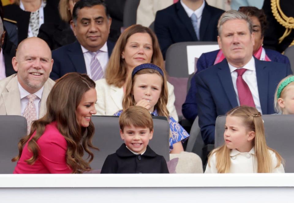 The Duchess of Cambridge with Prince Louis, Princess Charlotte in the front row of the royal box. Chris Jackson/PA (PA Wire)