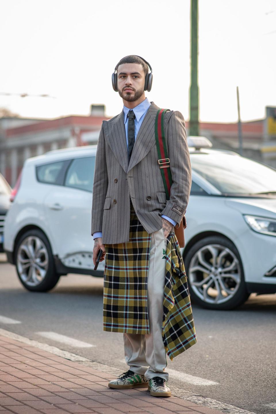 The skinny tie has been adopted by the street style set (Imaxtree)