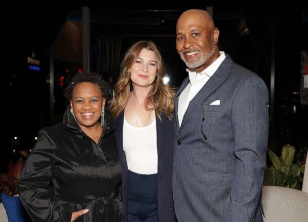 PHOTO: In this May 5, 2022, file photo, Chandra Wilson, Ellen Pompeo, and James Pickens, Jr. are shown at The Highlight Room in Hollywood to celebrate the 400th episode of TVs longest-running primetime medical drama, 'Grey's Anatomy.' (Liliane Lathan/ABC via Getty Images, FILE)