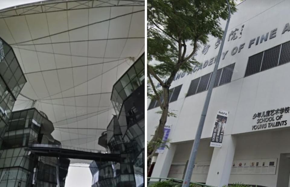 The premises of Lasalle College of the Arts and the Nanyang Academy of Fine Arts (NAFA). (SCREENSHOTS: Google Maps) 