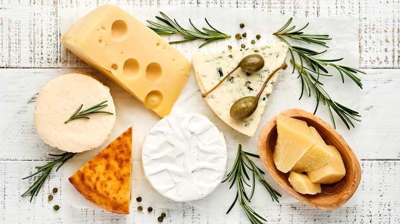 Assorted cheeses with herbs