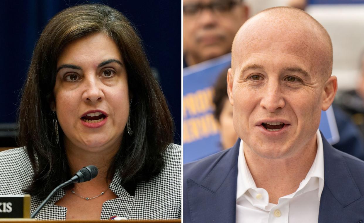 Rep. Nicole Malliotakis, R-NY and Max Rose, D-NY. (AFP and Daily News photos)